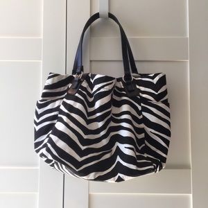 Fabric Tote in Zebra Print with Pink Lining